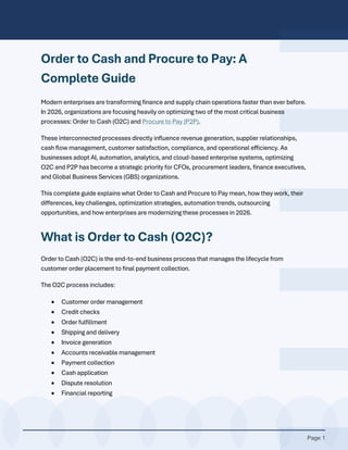 O2c Work Process Order to Cash and Procure to Pay - A Complete Guide | PDF