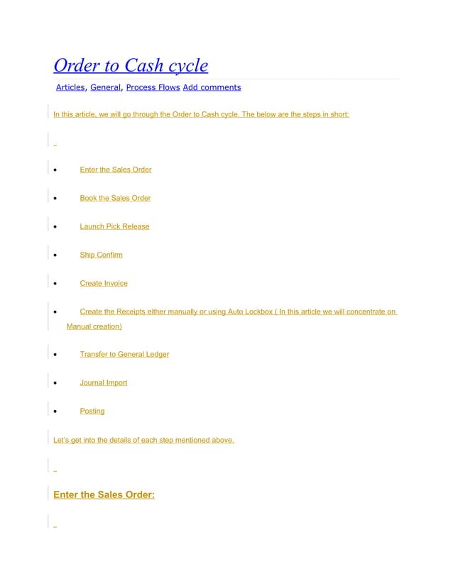 Order to cash cycle | PDF