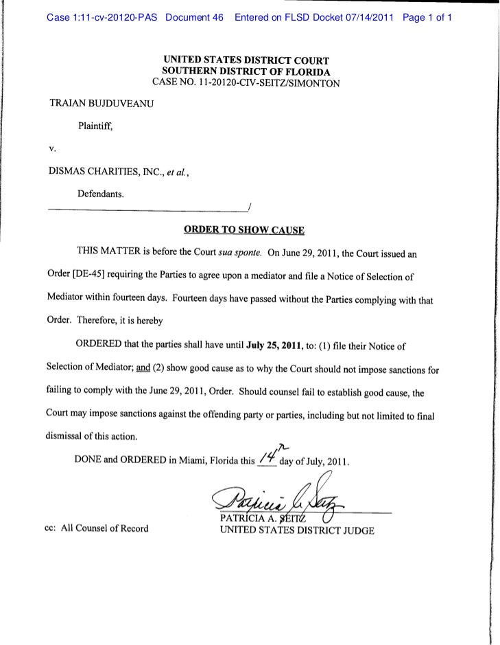Order To Show Cause Order To Show Cause