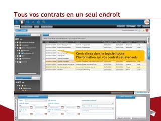 Tous vos contrats en un seul endroit




                         Centralisez dans le logiciel toute
                         l’information sur vos contrats et avenants




3
 