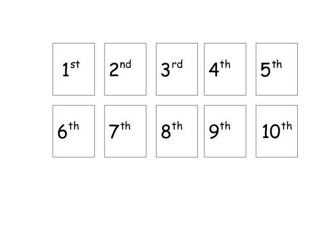 ordinal number cards