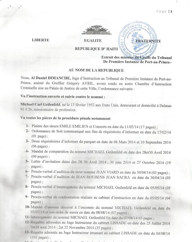 rapport du juge dinstruction accusant michael geilenfeld dabus sexu