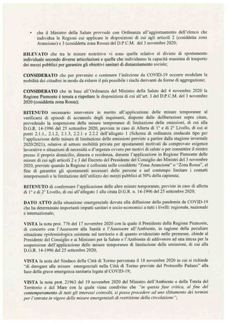 Ordinanza deroga blocchi traffico Piemonte