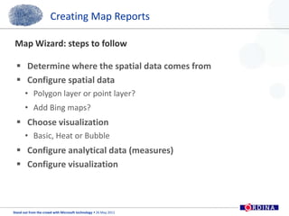 Data from the cloud (optional)What is spatial data?- According to Microsoft -Microsoft SQL Server 2008 delivers comprehensive spatial support that enables organizations to seamlessly consume, use, and extend location-based data through spatial-enabled applications which ultimately helps end users make better decisions.Features:Use the new geography data type to store geodetic spatial data and perform operations on it