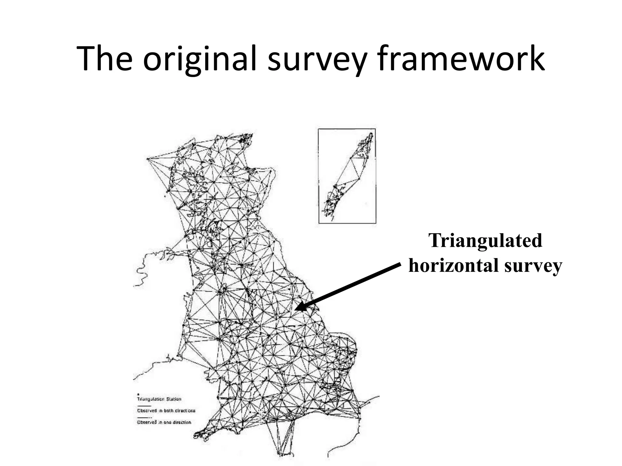 The original survey framework



                      Triangulated
                    horizontal survey
 