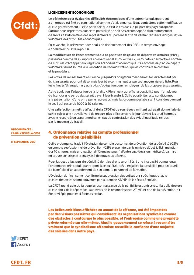 CFDT : communiqué sur les ordonnances travail