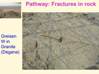 Pathway: Fractures in rock
Greisen
W in
Granite
(Degana)
 