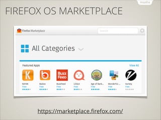 FIREFOX OS MARKETPLACE

https://marketplace.ﬁrefox.com/

 