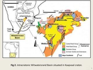 Fig 2. Intracratonic Witwatersrand Basin situated in Kaapvaal craton.
8
 