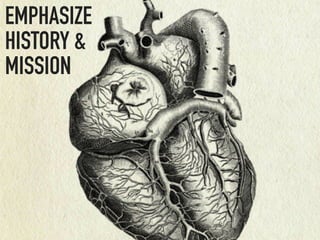 EMPHASIZE
HISTORY &
MISSION
 