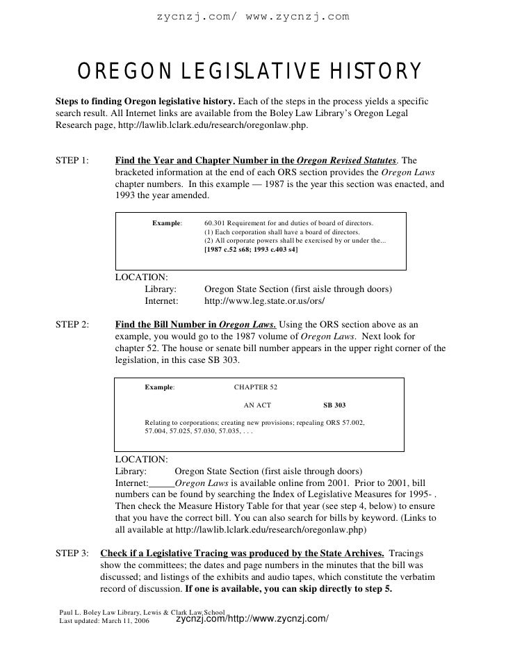 Oregon legislative history