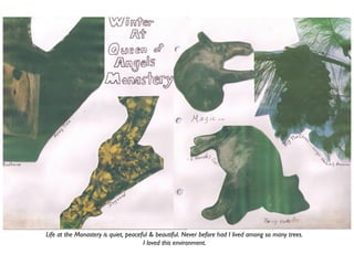 Life at the Monastery is quiet, peaceful & beautiful. Never before had I lived among so many trees.
I loved this environment.
 