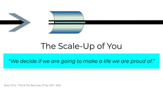 The Scale-Up of You
“We decide if we are going to make a life we are proud of.”
Bray, Chris. "’This Is The Best Day Of My Life!’". 2019.
 