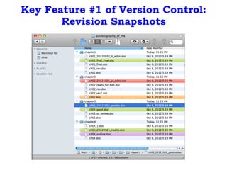 Key Feature #1 of Version Control:
Revision Snapshots
 