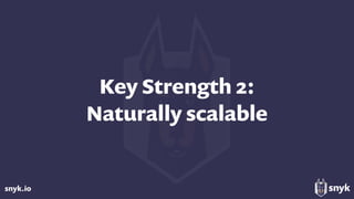 snyk.io
Key Strength 2: 
Naturally scalable
 
