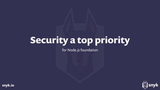 snyk.io
Security a top priority
for Node.js foundation
 