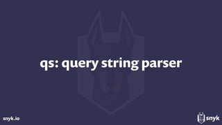 snyk.io
qs: query string parser
 