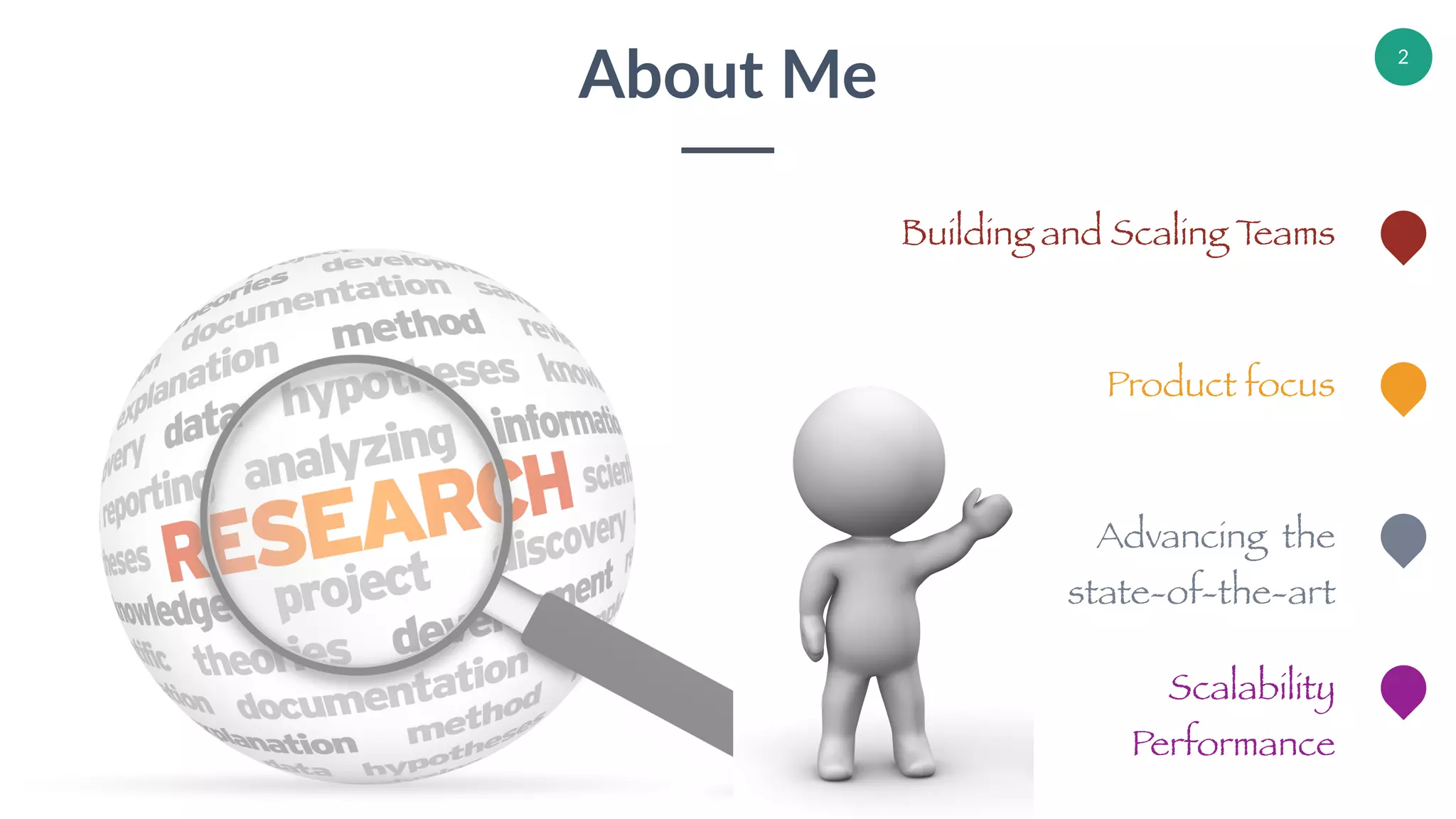 2
About Me
Product focus
Building and Scaling Teams
Advancing the
state-of-the-art
Scalability
Performance
 