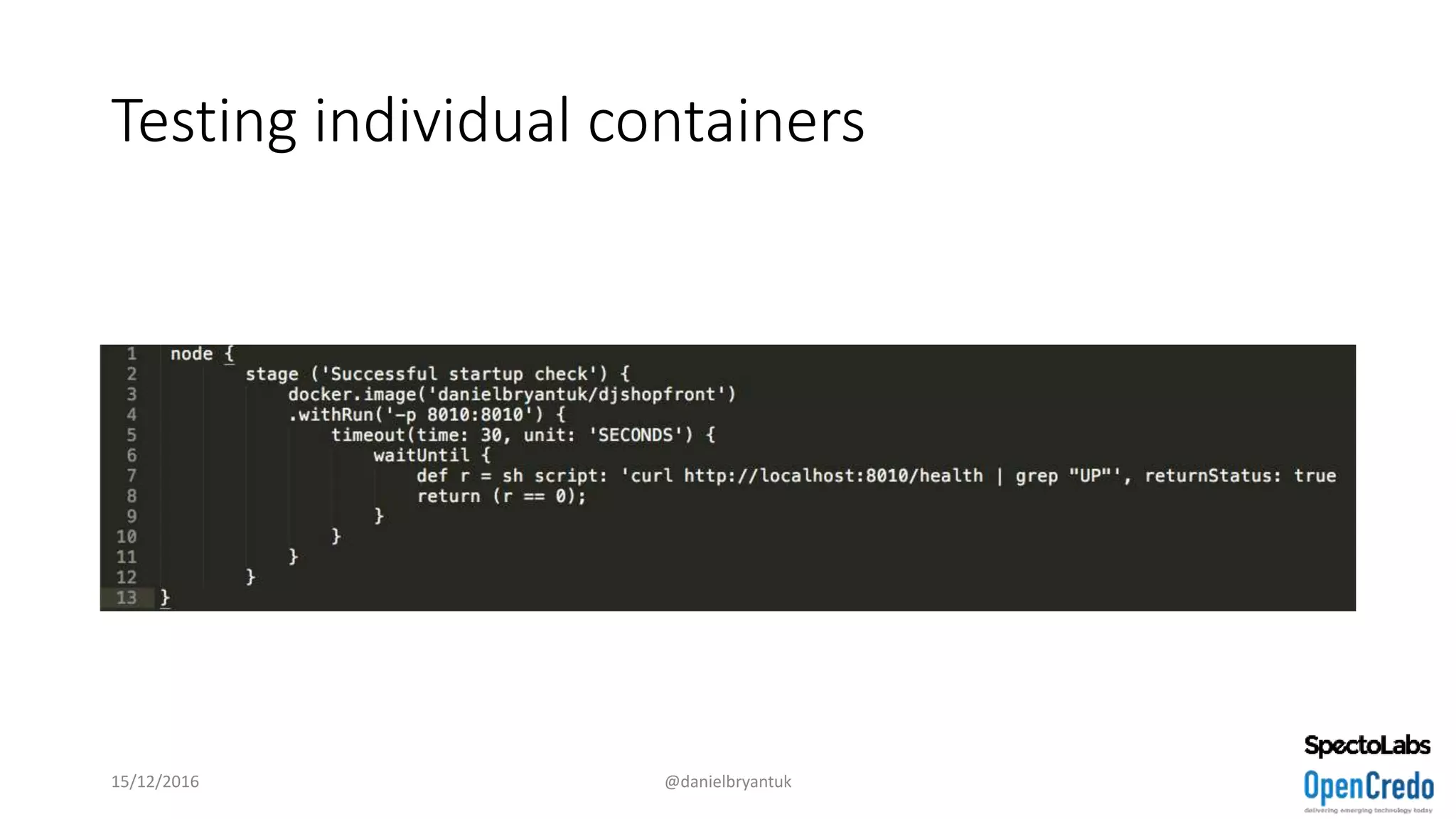 Testing individual containers
15/12/2016 @danielbryantuk
 