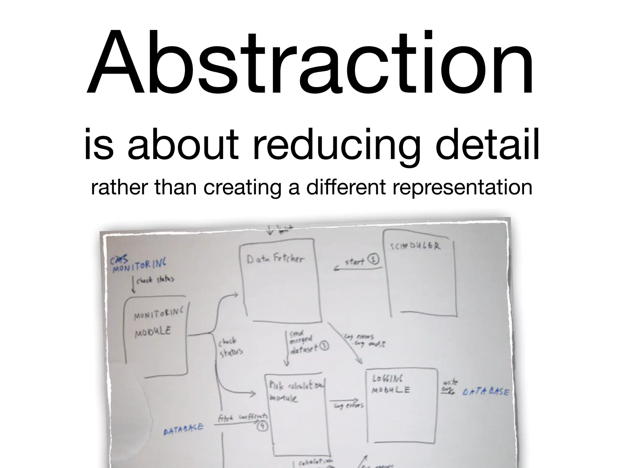 Abstraction

is about reducing detail

rather than creating a diﬀerent representation
 