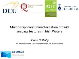 Multidisciplinary Characterization of fluid
seepage features in Irish Waters
Shane O’ Reilly
Dr. Andre Simpson, Dr. Christopher Allen, Dr. Brian Kelleher
 