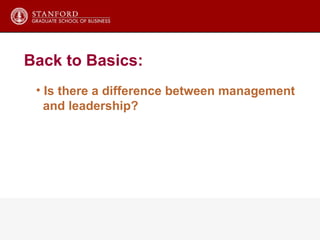 Is there a difference between management and leadership? Back to Basics: 
