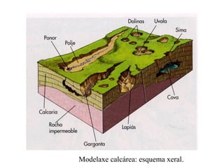 Modelaxe calcárea: esquema xeral.
 