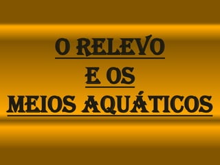 O RELEVO
       E OS
MEIOS AQUÁTICOS
 