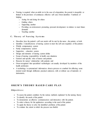 Theory based nursing care plan