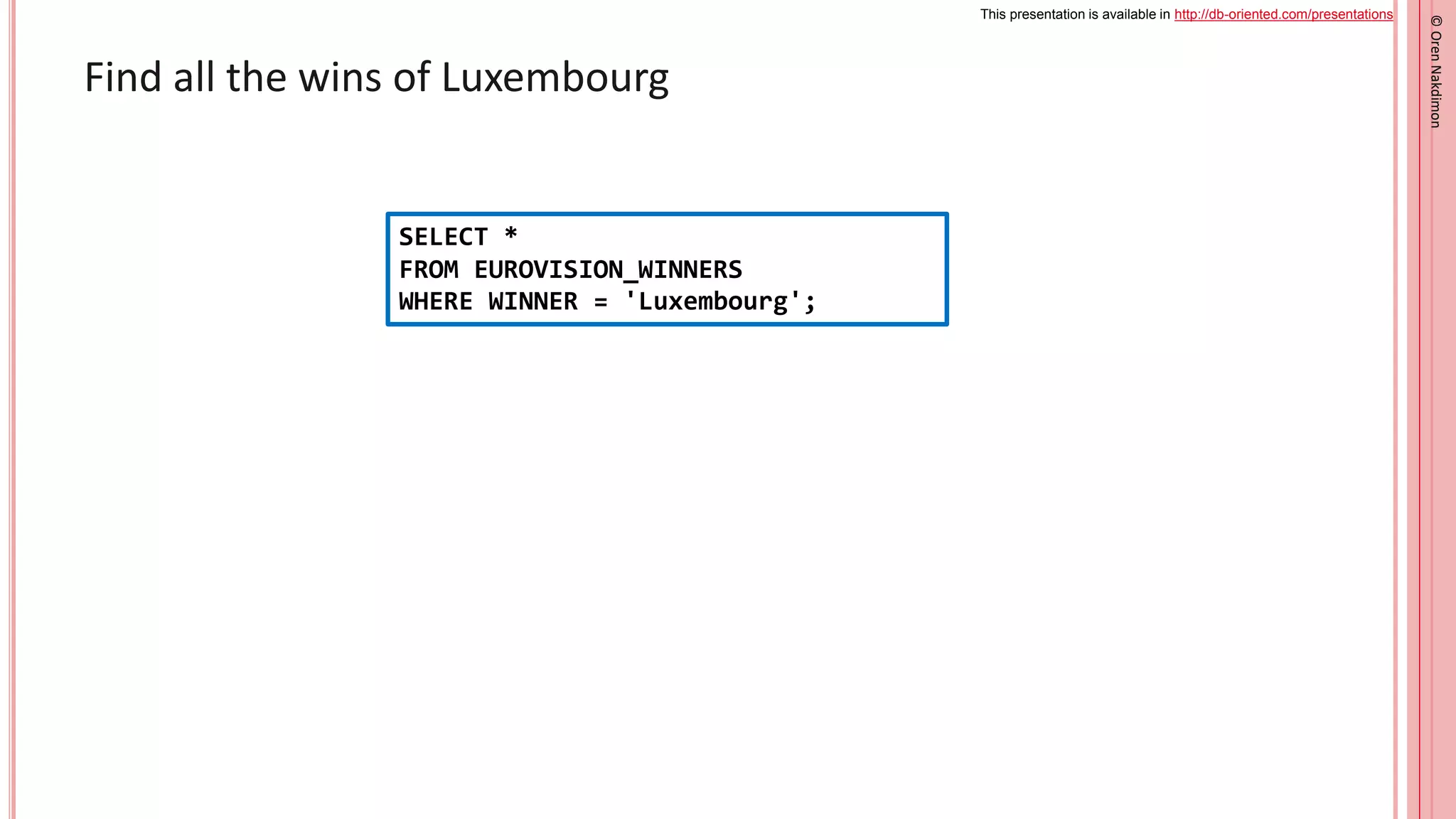 Oren Nakdimon - Oracle SQL Pattern Matching Made Easy | PPT