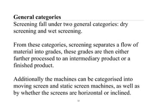 Powder Screening Classification Ore separation screening and classification | PDF