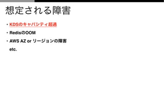 붨Ϻ
? KDSΥѥƥ^
? RedisOOM
? AWS AZ or `Ϻ?
etc.
 