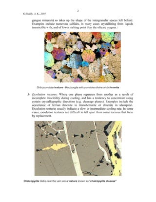 Comprehensive Study of Textures in Ore Deposits and Their Geological ...