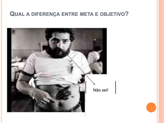 QUAL A DIFERENÇA ENTRE META E OBJETIVO?
Não sei!
 