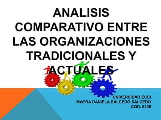 ANALISIS
COMPARATIVO ENTRE
LAS ORGANIZACIONES
TRADICIONALES Y
ACTUALES
UNIVERSIDAD ECCI
MAYRA DANIELA SALCEDO SALCEDO
COD. 6205
 