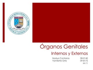 Órganos Genitales
    Internos y Externos
    Nadya Contreras   08-0140
    Yamilette Ortiz   09-8175
                         M-11
 