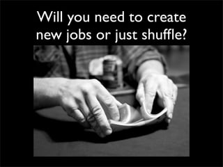 Will you need to create
new jobs or just shufﬂe?
 