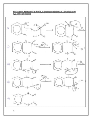 Mecanismo de la síntesis de la 1,4 –dihidroquinoxalina-2,3 diona usando
H2O como disolvente




15
 