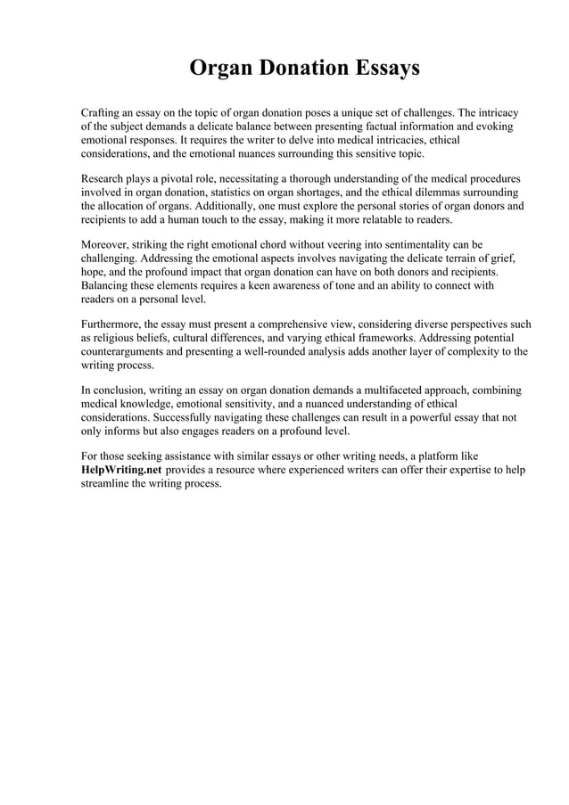Organ donation essays pdf