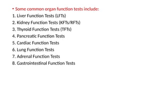 Function Test Standard Organ Function test.pptx Biochemistry and Clinical Pathology | PPTX