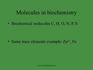Molecules in biochemistry ,[object Object],[object Object],www.freelivedoctor.com 
