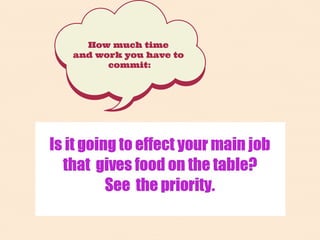 How much time
and work you have to
commit:
 