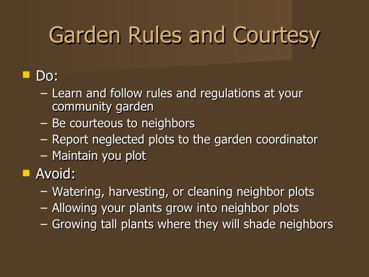 Organic Community Garden Suggestion