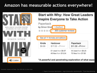 Amazon has measurable actions everywhere!
Screenshot: Amazon.com Books: "Start With Why" by Simon Sinek
:: Organic Conversion Optimization - Angie Schottmuller @aschottmuller - Three Deep Marketing
 