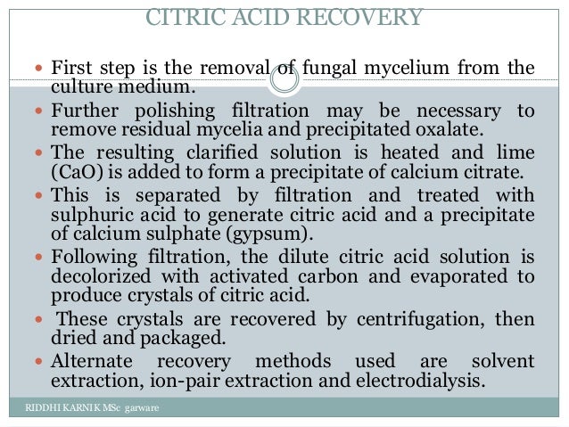 Production And Downstream Process Of Organic Acids Citric And Lactic