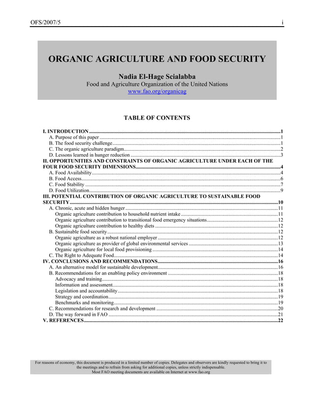 Organic agriculture and food security PDF