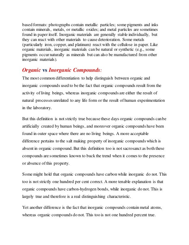 Organic And Inorganic Substances