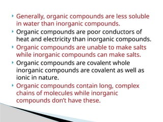Inorganic Compounds Water organic and inorganic compounds for General Chemistry 1 | PPTX