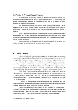 Série Produtor Rural - Edição Especial22
Alguns cuidados são necessários após o plantio, como a irrigação sem excesso;
con...