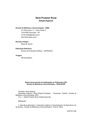 Dados Internacionais de Catalogação na Publicação (CIP)
Divisão de Biblioteca e Documentação – ESALQ/USP
Penteado, Silvio ...